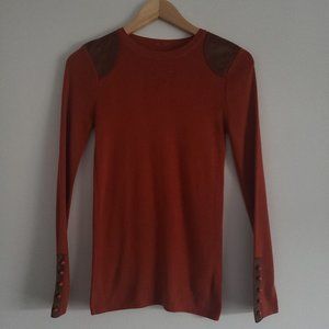 Women's Long Sleeve Dark Orange Knit Top